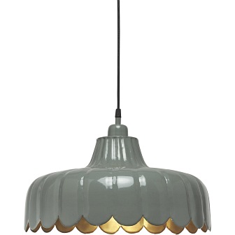 Delikatna lampa wisząca kwiat Wells zielona 43cm